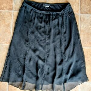 Iz Byer Black Pleated A-Line Skirt